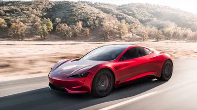 Red Roadster Electric Cars Wallpaper 4K 3840x2160 Red, Tesla, Roadster, Electric, Vehicle, From, Motors, Speeding, Along, Sunlit, Road, Ultra, White, Gray, Ultrawide, 4k