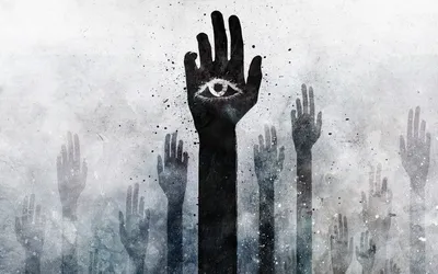 Silhouetted Hands Emerging Black/Dark Wallpaper 4K 1920x1200 A, Striking, Hd, Wallpaper:, Featuring, Silhouetted, Hands, Emerging, Misty, Eye, Symbol, One, White, Ultrawide, Full HD