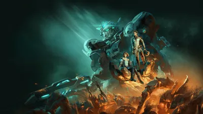 Gundam Towering Teal Mech Looms Abstract Wallpaper 4K 3840x2160 4k, Ultra, Hd, Pc, Desktop, Wallpaper, Of, A, Gundam, Towering, Teal, Mech, Brown, Gray, Ultrawide