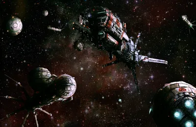 Vivid Imaginative Wallpaper Space Wallpaper 4K 2975x1925 An, Imaginative, Space, Scene, Featuring, Intricate, Man-made, Spaceships, Amidst, Cosmic, Inspired, Battletech, Gray, Green, Ultrawide, QHD