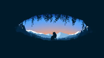 Minimalist Depicting Wolf Minimal Wallpaper 4K 3840x2160 Minimalist, Hd, Wallpaper:, Depicting, A, Wolf, Standing, In, Front, Mountain, Range, Seen, Gray, Ultrawide, 4k