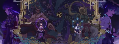 Epic Baal Wallpaper Abstract Wallpaper 4K 3840x1445 Hd, Pc, Desktop, Wallpaper, Featuring, Baal, Raiden, Shogun, Scaramouche, Genshin, Impact, Dynamic, Brown, Gray, Ultrawide, 4k