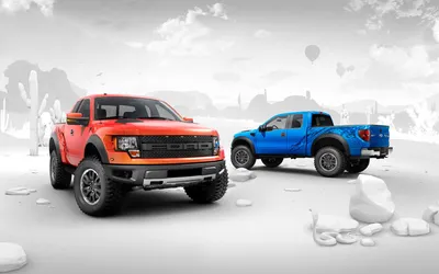 Orange Raptor Blue Prominently Minimal Wallpaper 4K 1920x1200 An, Orange, Ford, Raptor, And, A, Blue, Prominently, Featured, Against, Sleek, Minimalistic, White, Ultrawide, Full HD