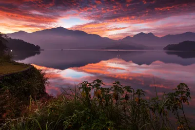 Sun Moon Lake Space Wallpaper 4K 3600x2400 Sun, Moon, Lake, Gray, Landscape, QHD