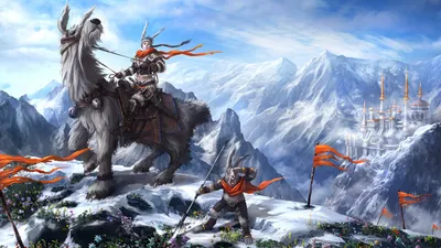 Sleek Fantasy Wallpaper Nature Wallpaper 4K 1920x1080 Fantasy-themed, Hd, Pc, Desktop, Wallpaper, Depicting, Armored, Warriors, Orange, Scarves, Snowy, Mountain, White, Ultrawide, Full HD