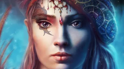 Captivating Fantasy Themed Fantasy Wallpaper 4K 1920x1080 A, Captivating, Fantasy-themed, Hd, Wallpaper, Featuring, Woman, Intricate, Face, Art, Vibrant, Colors, White, Ultrawide, Full HD