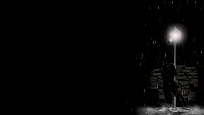 Romantic Dark Artistic Depicting Black/Dark Wallpaper 4K 2000x1133 A, Romantic, Dark, Artistic, Scene, Depicting, Couple, Love, Under, Lamppost, Rain, Falling, Brown, Gray, Ultrawide, Full HD