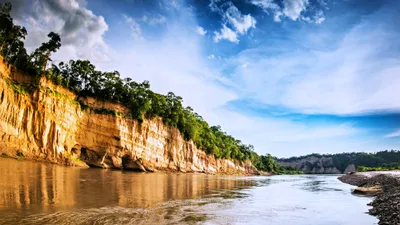 Serene Landscape River Argentina Nature Wallpaper 4K 3840x2160 A, Serene, Landscape, Of, River, In, Argentina, Framed, Lush, Greenery, Dramatic, Cliffs, White, Ultrawide, 4k