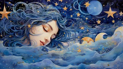 Fantasy Serene Dreaming Space Wallpaper 4K 2184x1224 Hd, Desktop, Wallpaper, Featuring, A, Fantasy, Scene, With, Serene, Dreaming, Woman, Surrounded, Gray, Brown, Ultrawide, Full HD