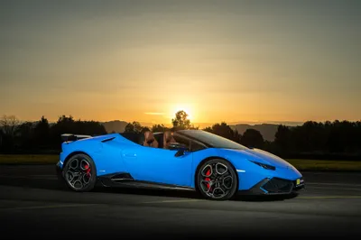 Vibrant Blue Supercar Sunset Showcased Cars Wallpaper 4K 4096x2733 A, Vibrant, Blue, Lamborghini, Huracan, Supercar, Captured, At, Sunset, Showcased, Stunning, Ultra, Gray, Landscape, 4k