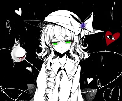 Bold Anime Wallpaper Abstract Wallpaper 4K 2480x2067 Anime-style, Hd, Pc, Desktop, Wallpaper, Featuring, Koishi, Komeiji, Touhou, Striking, Green, Eyes, Black, White, Square, Full HD