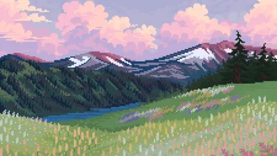 Sleek Vibrant Wallpaper Nature Wallpaper 4K 3840x2160 A, Vibrant, Pixel, Art, Landscape, Showcases, Mountains, And, Serene, Lake, Under, Pastel, Gray, White, Ultrawide, 4k