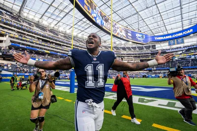Jubilant Dallas Cowboys Player Celebrates Abstract Wallpaper 4K 6402x4268 A, Jubilant, Dallas, Cowboys, Player, Celebrates, On, The, Field, Arms, Raised, Within, White, Landscape, 4k