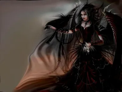 Bold Dark Wallpaper Black/Dark Wallpaper 4K 1600x1200 A, Dark, Angel, With, Gothic, Wings, Stands, In, Ethereal, Pose, Draped, Flowing, Brown, Gray, Landscape