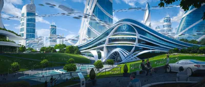 Crisp Utopian Wallpaper World Wallpaper 4K 3000x1277 Utopian, City, Green, Pink, White, Ultrawide, QHD