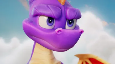 Close Spyro Determined Purple Nature Wallpaper 4K 3840x2160 Close-up, Of, Spyro's, Determined, Purple, Dragon, Face, Against, Spyro, 039, Cloudy, Sky, White, Ultrawide, 4k