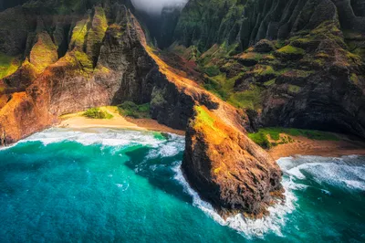 Dark Aerial Wallpaper Nature Wallpaper 4K 2000x1333 A, Stunning, Aerial, View, Of, Kauai's, Rugged, Coastline, Kauai, 039, Featuring, Vibrant, Brown, Ultrawide, Full HD