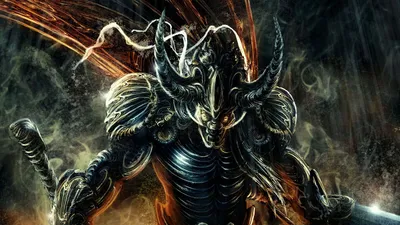 Vivid Dark Wallpaper Black/Dark Wallpaper 4K 1920x1080 Dark, Fierce, Warrior, Clad, In, Intricate, Armor, With, Horned, Helmet, Surrounded, Fiery, Brown, Gray, Black, Ultrawide, Full HD