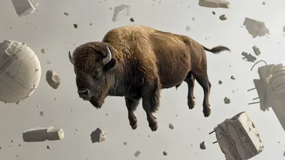 Solitary Buffalo Floating Amid Nature Wallpaper 4K 3840x2160 4k, Ultra, Hd, Pc, Desktop, Wallpaper/background:, A, Solitary, Buffalo, Floating, Amid, Drifting, Gray, Ultrawide
