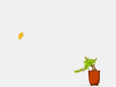 Artistic Vector Illustration Potted Minimal Wallpaper 4K 1600x1200 Artistic, Vector, Illustration, Of, A, Potted, Plant, With, Butterfly, Hovering, Nearby, Set, White, Landscape