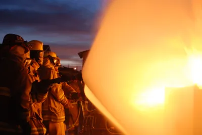 Group Firefighters Full Abstract Wallpaper 4K 2896x1944 Hd, Desktop, Wallpaper, Showing, A, Group, Of, Firefighters, Full, Gear, Managing, Large, Purple, Orange, Landscape, QHD