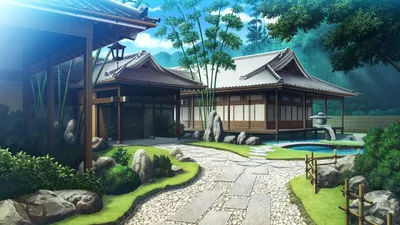 Calm Serene Wallpaper Nature Wallpaper 4K 1920x1080 A, Serene, Anime, Landscape, Featuring, Traditional, Buildings, Surrounded, Lush, Trees, Winding, Stone, White, Ultrawide, Full HD