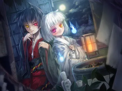 Two Dark Anime Girls Night Black/Dark Wallpaper 4K 1920x1439 Hd, Pc, Desktop, Wallpaper, Of, Two, Dark, Anime, Girls, Night, Ghostly, White-haired, White, Gray, Landscape, Full HD
