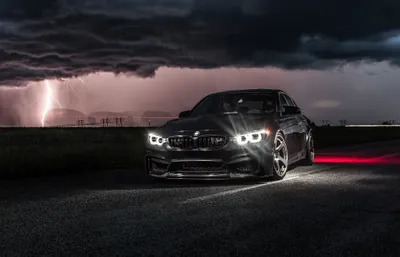 Black Car Night Stormy Cars Wallpaper 4K 2048x1319 A, Black, Bmw, M3, Car, Parked, At, Night, Under, Stormy, Sky, Lightning, Gray, Ultrawide, Full HD