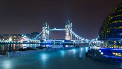 Vivid Night Wallpaper World Wallpaper 4K 4500x2569 A, Night, View, Of, London's, Iconic, Tower, Bridge, London, 039, Illuminated, Blue, Brown, Pink, Ultrawide, 4k