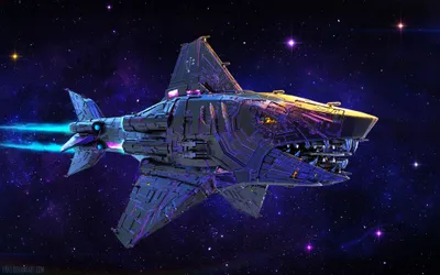 Bold Sci Wallpaper Space Wallpaper 4K 2000x1251 A, Sci‑fi, Spaceship, With, Shark-like, Design, Flies, Through, Star-filled, Deep, Space, Rendered, Brown, Ultrawide, Full HD