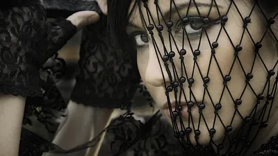 Radiant Close Wallpaper Black/Dark Wallpaper 4K 1920x1080 Close-up, Of, A, Black-clad, Gothic, Woman, With, Dark, Fantasy, Vibe, Wearing, Beaded, Gray, White, Ultrawide, Full HD
