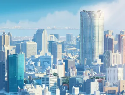 Radiant Anime Wallpaper World Wallpaper 4K 3035x2300 Anime, City, Skyline, At, Midday, With, Gleaming, High-rises, Distant, Harbor, Detailed, Quad, White, Landscape, QHD