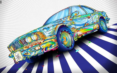 Vibrantly Colored Artistic Cars Wallpaper 4K 1920x1200 Vibrantly, Colored, Artistic, Car, Illustration, On, A, Striped, Designed, Desktop, White, Brown, Ultrawide, Full HD