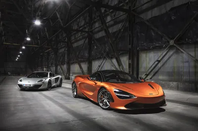 Bright Two Wallpaper Cars Wallpaper 4K 8548x5677 Two, Mclaren, 720s, Supercars, One, Silver, And, Orange, Parked, Inside, Spacious, Industrial, Gray, Ultrawide, 4k