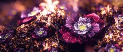 Vibrant Abstract Fractal Design Nature Wallpaper 4K 2560x1080 A, Vibrant, Abstract, Fractal, Design, Featuring, Intricate, Flowers, Delicate, Butterflies, Creating, Stunning, White, Ultrawide, QHD