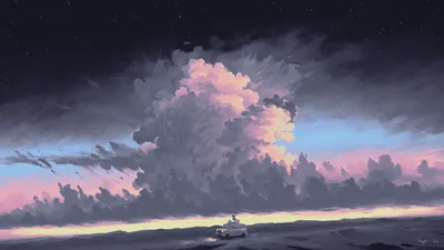 Digital Art Painting Illustration Nature Wallpaper 4K 1920x1080 Digital, Art, Painting, Illustration, Artwork, Hd, Desktop, Moody, Sunset, Landscape, Towering, Gray, Ultrawide, Full HD