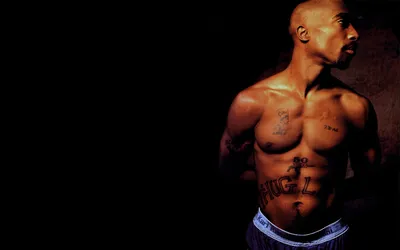 Bold 2pac Wallpaper Black/Dark Wallpaper 4K 1920x1200 A, Striking, Hd, Desktop, Wallpaper, Featuring, 2pac, Showcasing, His, Tattoos, Profile, Against, Brown, Ultrawide, Full HD