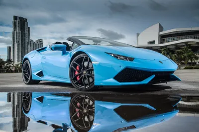 Vibrant Blue Wallpaper Cars Wallpaper 4K 4096x2731 Hd, Desktop, Wallpaper:, Featuring, A, Blue, Lamborghini, Huracan, Supercar, Reflection, Visible, Wet, Gray, Landscape, 4k