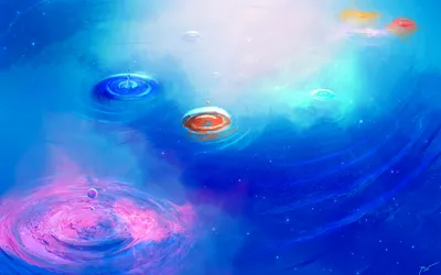 Artistic Vibrant Water Space Wallpaper 4K 2560x1600 Artistic, Hd, Pc, Desktop, Wallpaper, Featuring, Vibrant, Water, Drops, Creating, Ripples, Cosmic, Red, White, Ultrawide, QHD