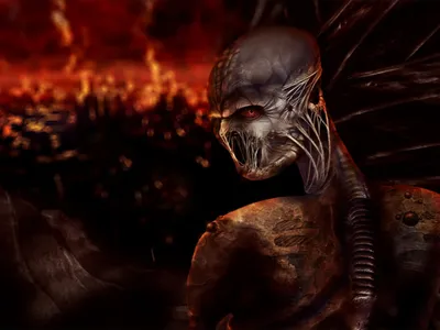 Depicting Dark Menacing Demon Glowing Black/Dark Wallpaper 4K 1366x1024 Hd, Pc, Desktop, Wallpaper, Depicting, A, Dark, Menacing, Demon, Glowing, Red, Eyes, Black, Brown, Landscape