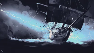 Digital Art Painting Illustration Nature Wallpaper 4K 1920x1080 Digital, Art, Painting, Illustration, Landscape, Artwork, A, Tall, Ship, Black, Sails, Pink, Gray, Ultrawide, Full HD