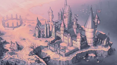 Calm Digital Wallpaper Nature Wallpaper 4K 1920x1080 Digital, Art, Painting, Illustration, Artwork, Landscape, Hd, Desktop, Pastel, Sunset, Castle, Pink, Gray, Ultrawide, Full HD