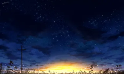 Serene Anime Wallpaper Nature Wallpaper 4K 2500x1500 Hd, Anime, Desktop, Wallpaper, Showcasing, A, Vibrant, Sunrise, Beneath, Starry, Sky, Blending, Black, Ultrawide, Full HD