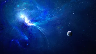 Depicting Blue Sci Planet Floating Space Wallpaper 4K 2000x1125 Hd, Pc, Desktop, Wallpaper, Depicting, A, Blue, Sci‑fi, Planet, Floating, Deep, Space, Brown, Ultrawide, Full HD