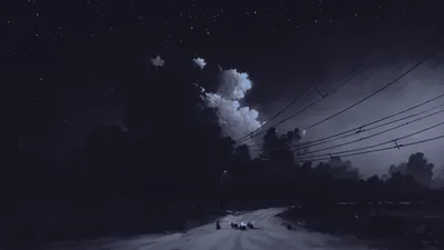 Moody Digital Wallpaper Nature Wallpaper 4K 1920x1080 Digital, Painting, Landscape, Artwork, Hd, Pc, Desktop, Showing, Moody, Starlit, Night, Gray, Ultrawide, Full HD