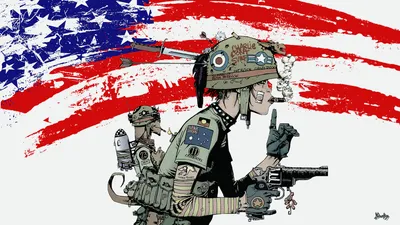 Tank Girl Military Abstract Wallpaper 4K 1920x1080 A, Striking, Hd, Wallpaper, Featuring, Tank, Girl, Depicted, Military, Gear, American, Flag, White, Red, Ultrawide, Full HD
