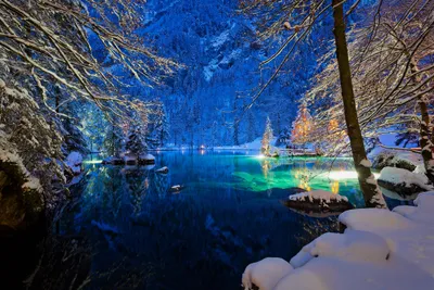 Serene Snowy Night Lake Switzerland Nature Wallpaper 4K 4200x2800 Hd, Wallpaper, Of, A, Serene, Snowy, Night, Scene, Lake, Switzerland, Surrounded, Trees, Brown, Gray, Landscape, 4k