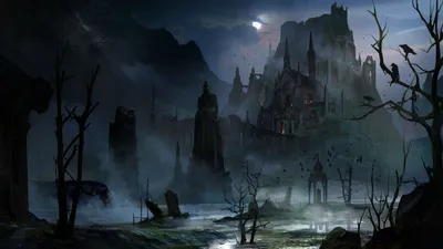 Bright Depicting Wallpaper Black/Dark Wallpaper 4K 1920x1080 Hd, Pc, Desktop, Wallpaper, Depicting, A, Dark, Eerie, Castle, Night, Shrouded, Mist, Gray, Ultrawide, Full HD