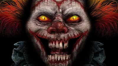 Dreamy Dark Wallpaper Black/Dark Wallpaper 4K 1920x1080 A, Dark, Clown, Graphic, With, Menacing, Grin, Glowing, Yellow, Eyes, Desktop, Captures, Gray, Ultrawide, Full HD
