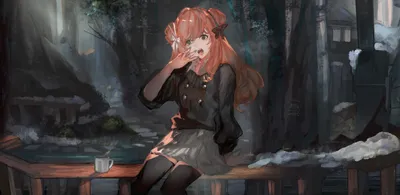 Anime Pink Haired Girl Black/Dark Wallpaper 4K 4133x2020 Hd, Anime, Wallpaper, Featuring, A, Pink-haired, Girl, With, Bows, Dressed, Dark, Clothing, Brown, Gray, Orange, Ultrawide, 4k